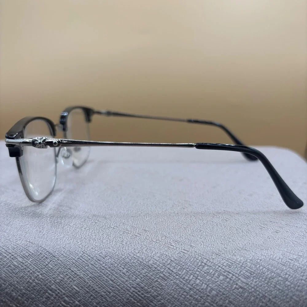 Vintage Retro Black Silver‎ Clubmaster Browline Eyeglass frames Gothic